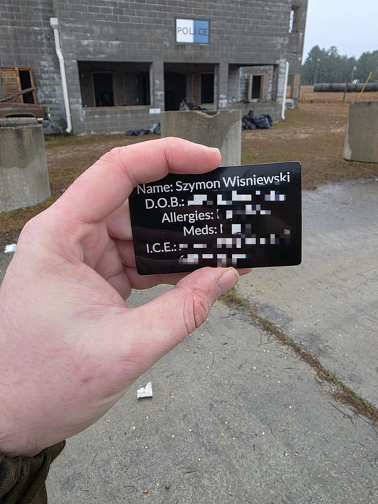 Double Sided MSW Medical Alert Cards (Custom Engraved – Black Aluminum)