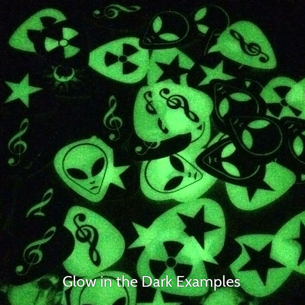Celluloid Glow In The Dark Printed Picks - Single Sided - Ugly Dog Band Merch - Custom Guitar Picks and Band Merchandise Canada - 4