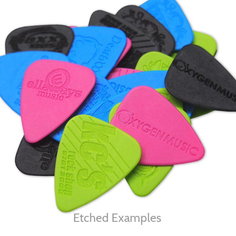 Delrinex Jazz XL Shape Etched Picks - Single Sided - Ugly Dog Band Merch - Custom Guitar Picks and Band Merchandise Canada - 2